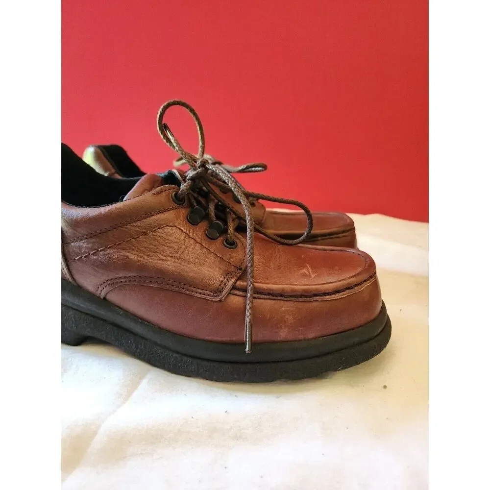 Vintage RED WING BROWN LEATHER STEEL TOE SUPER SOLE SHOES MADE IN USA 6.5 d mens